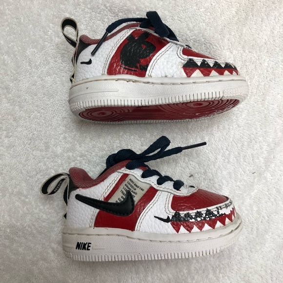 Nike air force 1 baby sneakers white and red Size 4c - Picture 3 of 13